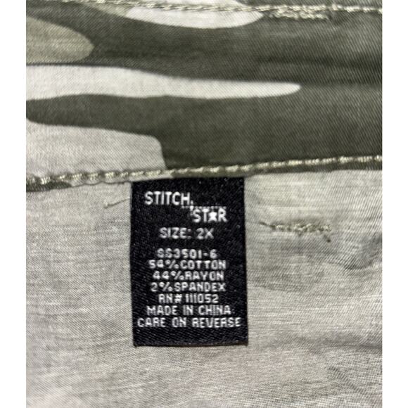 Stitch Star Womens Sz 2x Camo Lightweight Cargo Shorts Elastic Back 8.5 Inseam - Picture 4 of 9